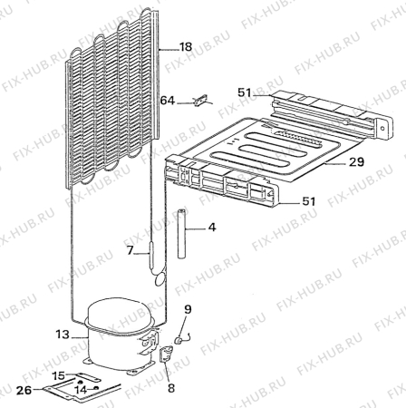 Взрыв-схема холодильника Zanussi ZFC120T - Схема узла Cooling system 017